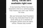 TikTok停止在美服務(wù)，稱特朗普表示上任后將共同尋求恢復(fù)其使用